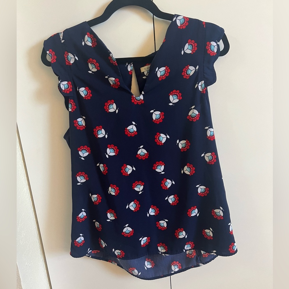 41 Hawthorn Navy and Red Floral Blouse